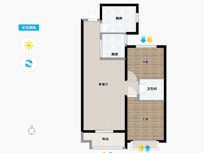 山西省-吕梁市-学府一号-103.30-户型库-采光通风