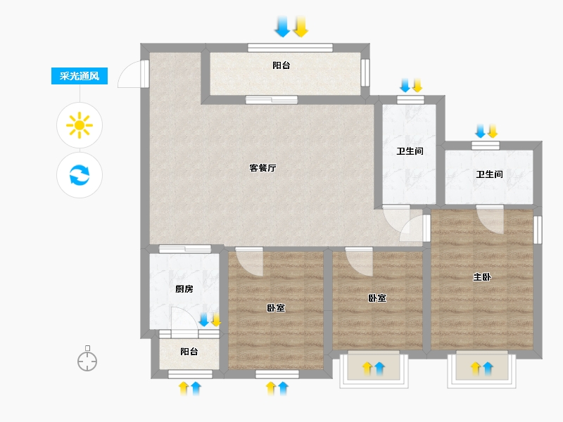 四川省-成都市-璟和名邸-93.60-户型库-采光通风