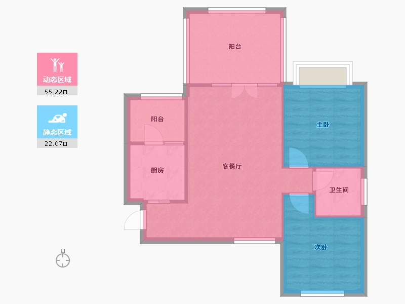 四川省-成都市-南湖国际社区-一期-61.94-户型库-动静分区