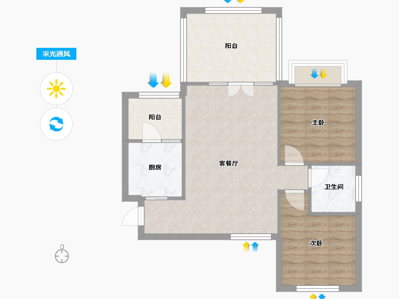 四川省-成都市-南湖国际社区-一期-61.94-户型库-采光通风