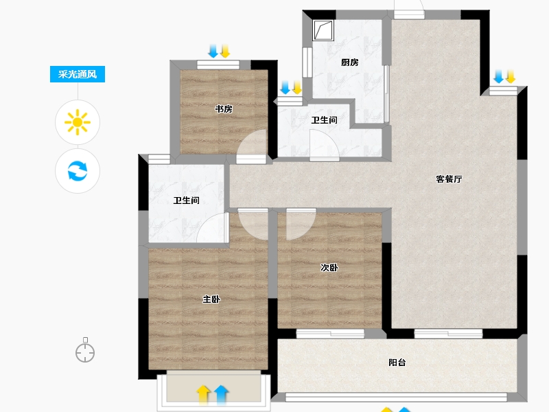 浙江省-杭州市-湖山壹品苑-89.00-户型库-采光通风