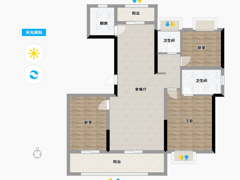 广东省-珠海市-金湾海玥湾-111.20-户型库-采光通风