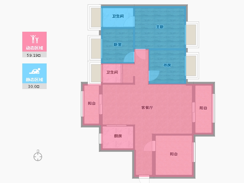 广东省-佛山市-容桂碧桂晴澜苑2期B区-80.00-户型库-动静分区