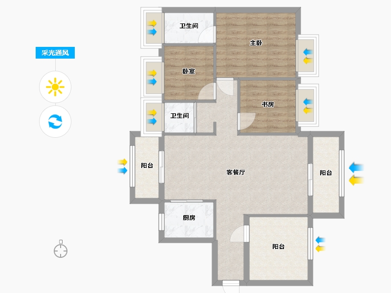 广东省-佛山市-容桂碧桂晴澜苑2期B区-80.00-户型库-采光通风