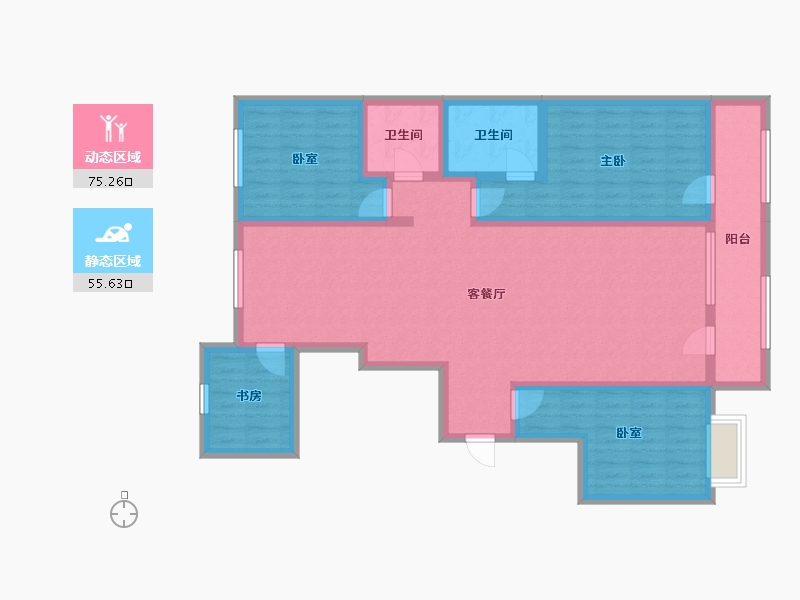 内蒙古自治区-乌兰察布市-警苑西区-129.64-户型库-动静分区