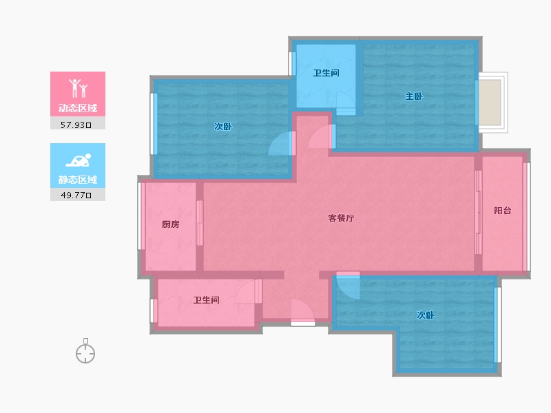 浙江省-宁波市-杨柳郡-一期-94.00-户型库-动静分区