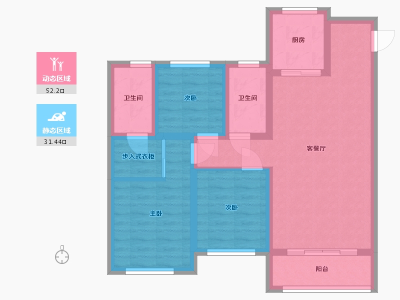 山东省-德州市-华山橡树湾-89.11-户型库-动静分区