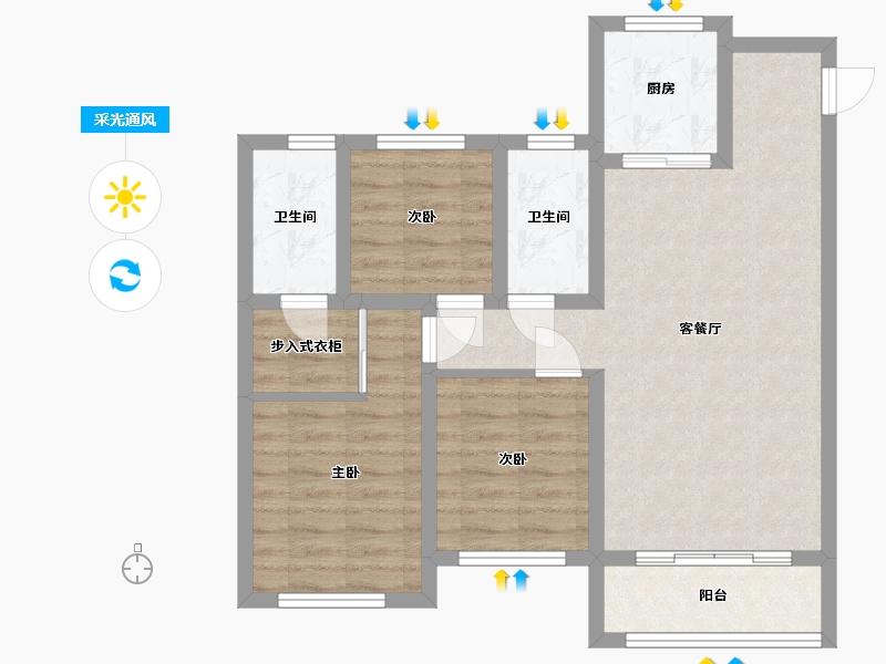 山东省-德州市-华山橡树湾-89.11-户型库-采光通风