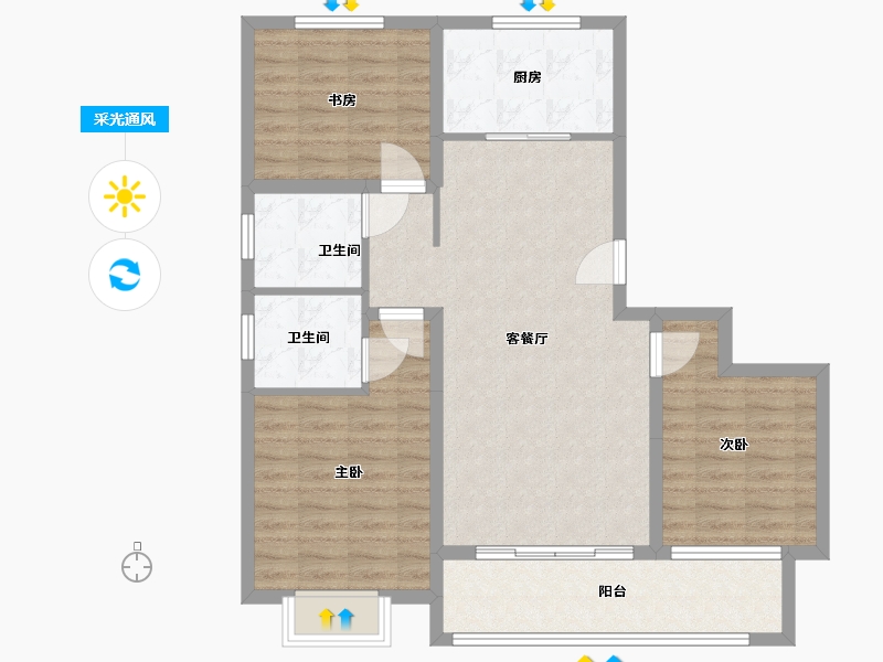 山东省-潍坊市-潍州金谷-93.00-户型库-采光通风