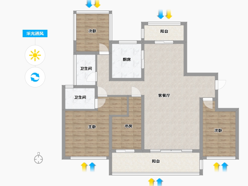 广东省-汕头市-龙光天境海岸花园-117.60-户型库-采光通风