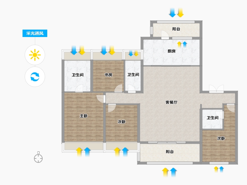 江苏省-苏州市-招商文禧花园-156.80-户型库-采光通风