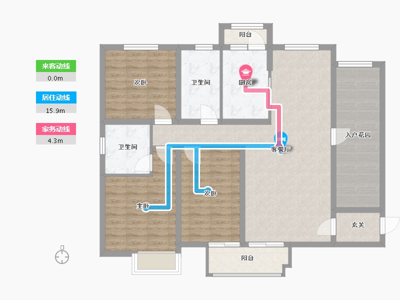 河北省-邯郸市-公园明筑-108.80-户型库-动静线