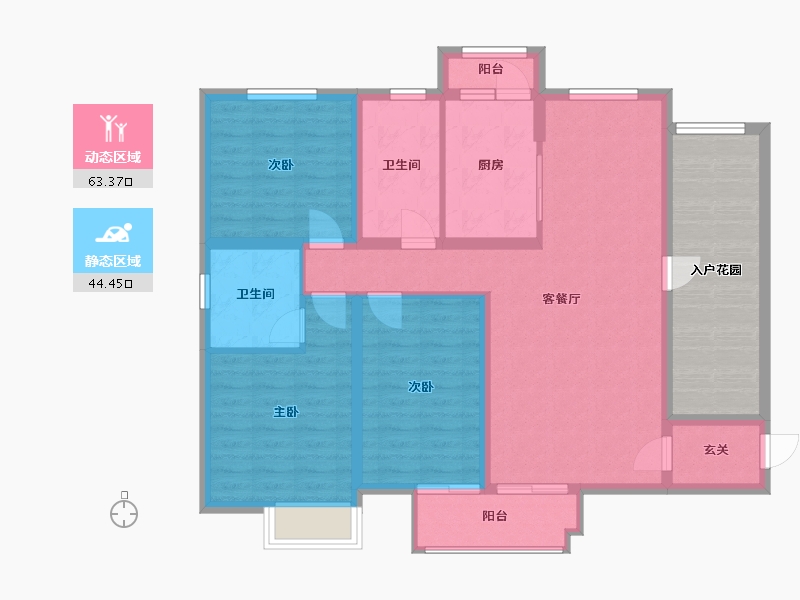 河北省-邯郸市-公园明筑-108.80-户型库-动静分区