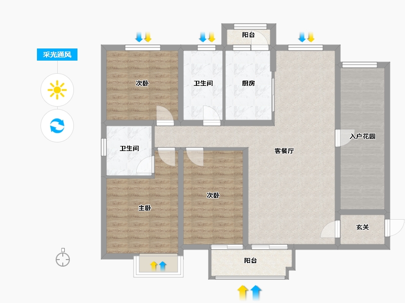 河北省-邯郸市-公园明筑-108.80-户型库-采光通风