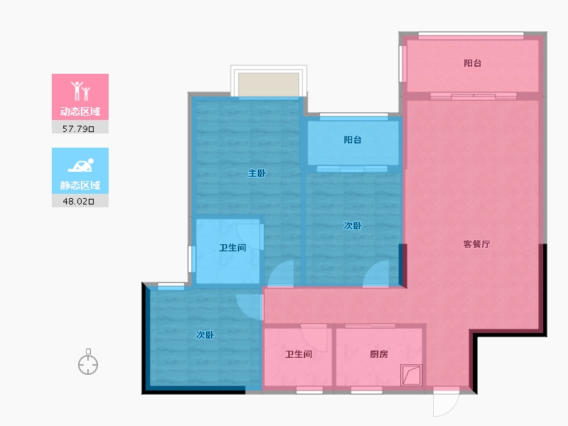 福建省-泉州市-滨海湾-95.66-户型库-动静分区