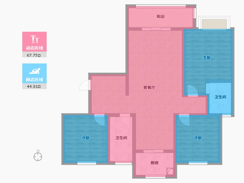 陕西省-宝鸡市-紫御华庭-109.60-户型库-动静分区