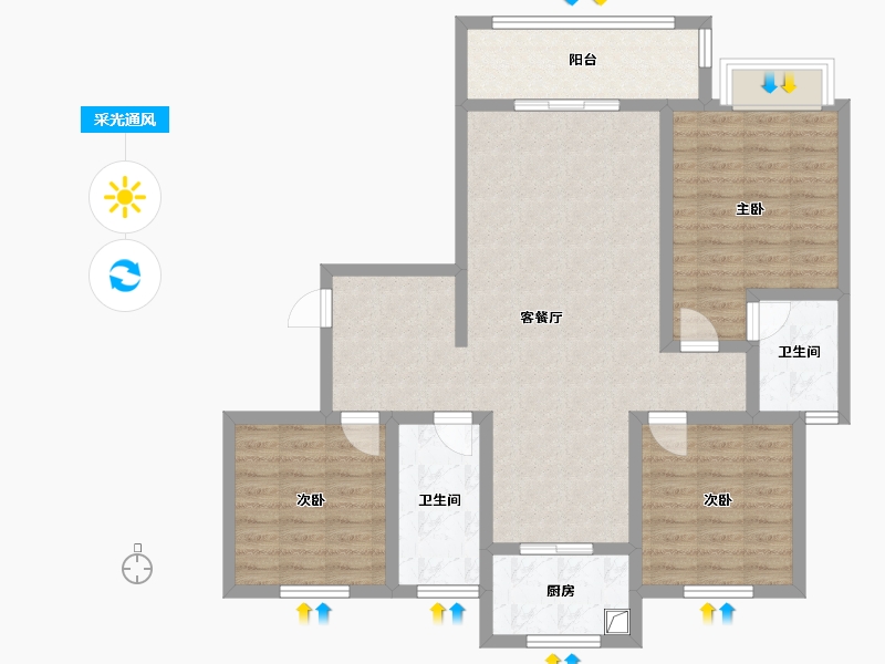 陕西省-宝鸡市-紫御华庭-109.60-户型库-采光通风