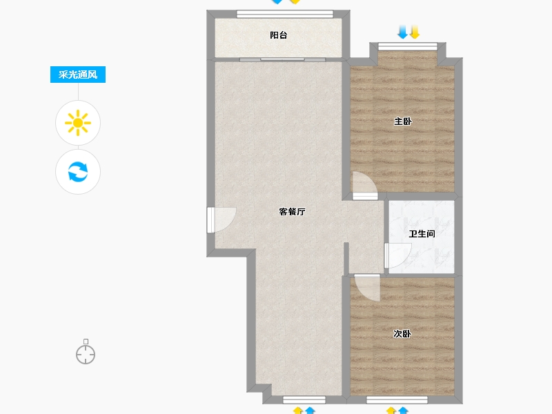 河北省-唐山市-万润首府-74.40-户型库-采光通风