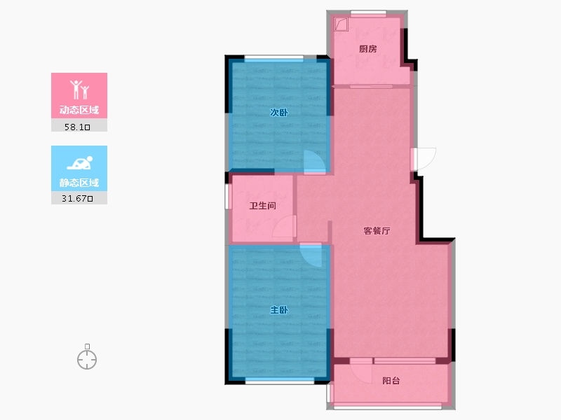 辽宁省-盘锦市-霞光府学府院-84.08-户型库-动静分区