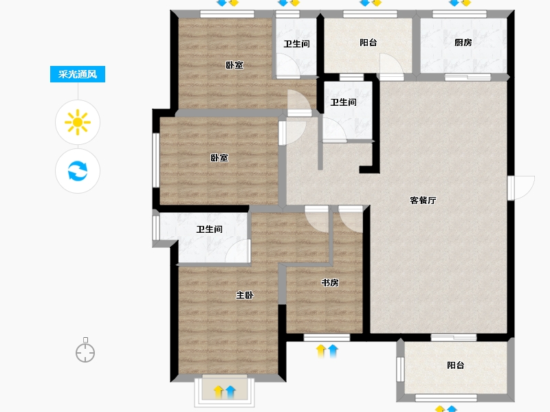 福建省-泉州市-金龙壹号广场-140.00-户型库-采光通风