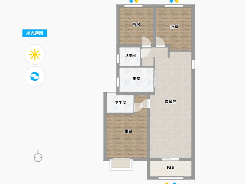 山西省-晋中市-沾岭华府-101.52-户型库-采光通风