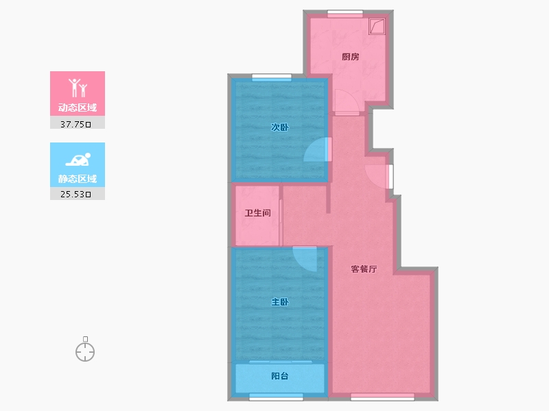 北京-北京市-北投如郡-64.49-户型库-动静分区