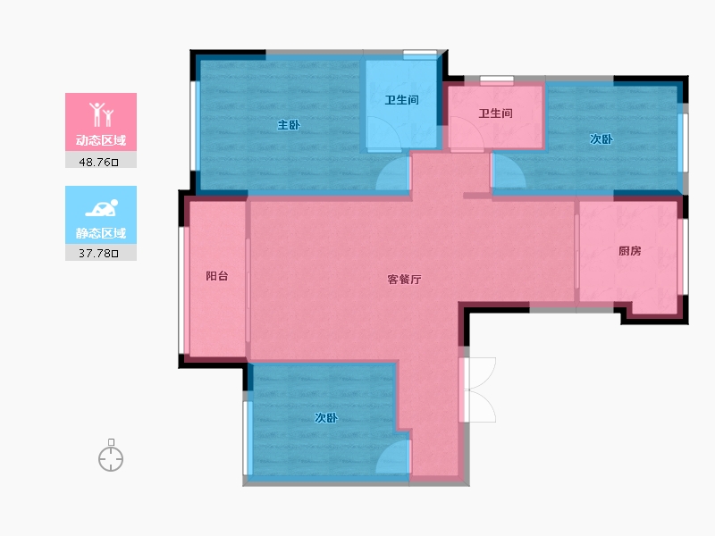 甘肃省-临夏回族自治州-翰林学府-95.30-户型库-动静分区