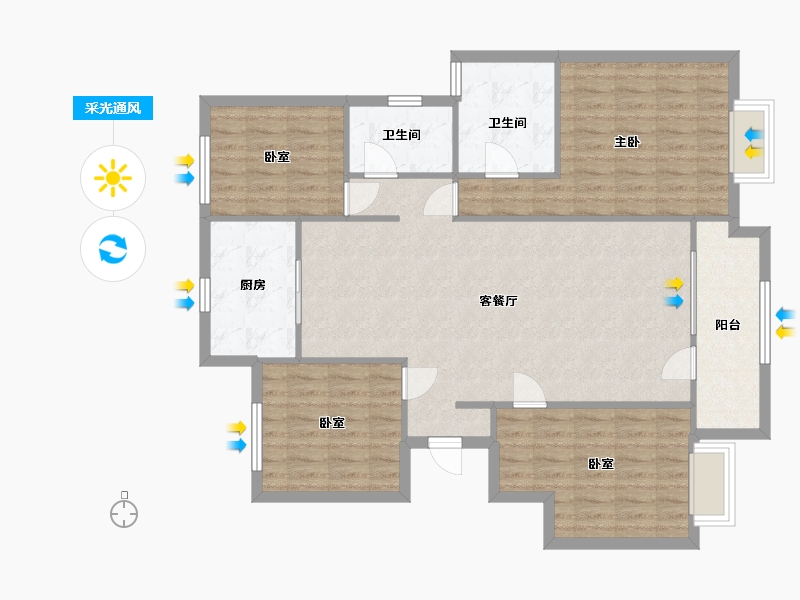 山东省-济南市-华润置地公元九里-120.00-户型库-采光通风