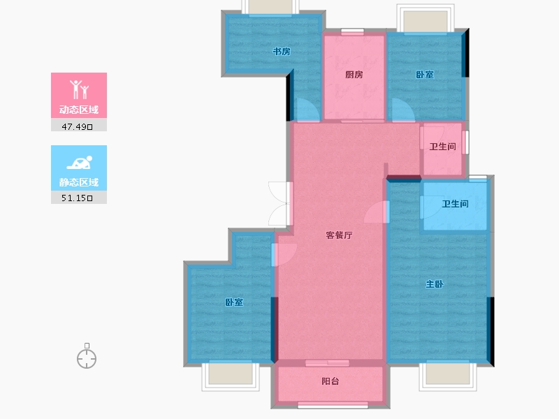 湖南省-湘潭市-金侨印象湘江-98.54-户型库-动静分区