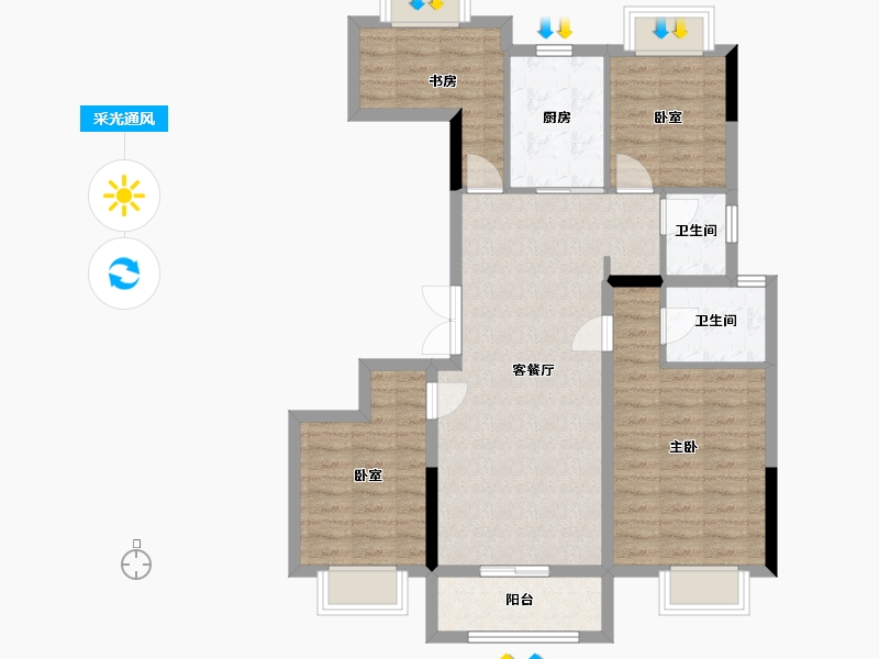 湖南省-湘潭市-金侨印象湘江-98.54-户型库-采光通风