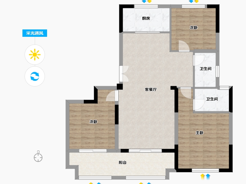 辽宁省-阜新市-日月明园西区-100.00-户型库-采光通风