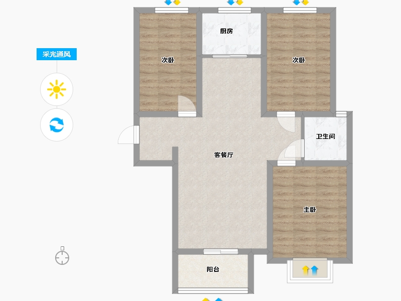 河北省-石家庄市-壹江城-东区-102.40-户型库-采光通风