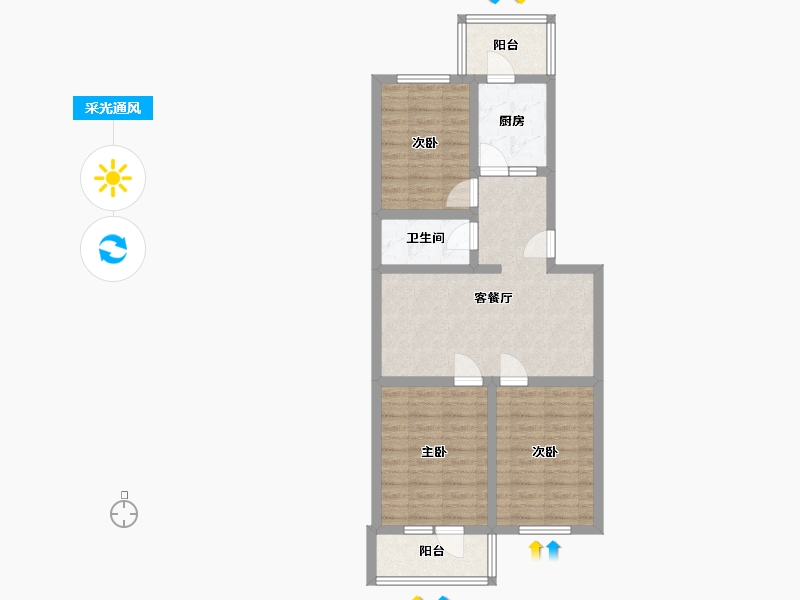 北京-北京市-磨房南里第四小区-69.72-户型库-采光通风