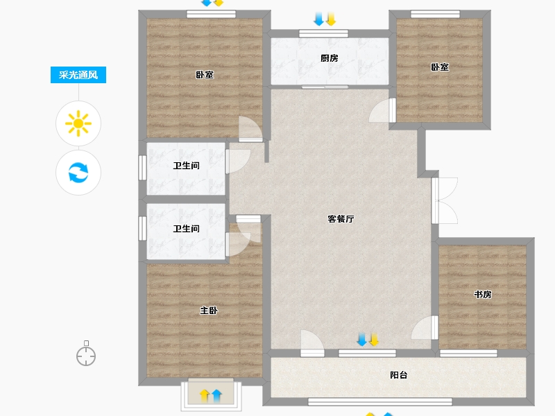 山东省-济南市-中国铁建嬴兴园-123.52-户型库-采光通风