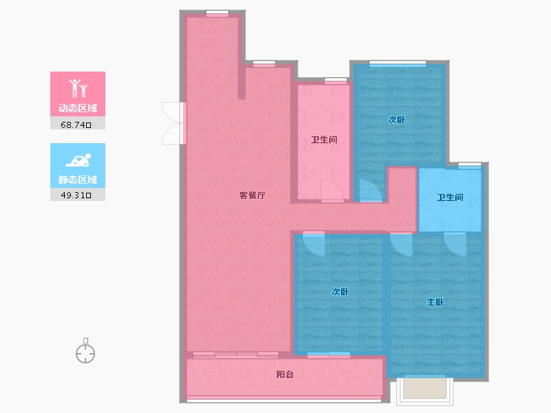 江苏省-扬州市-扬州金奥中心-80.00-户型库-动静分区