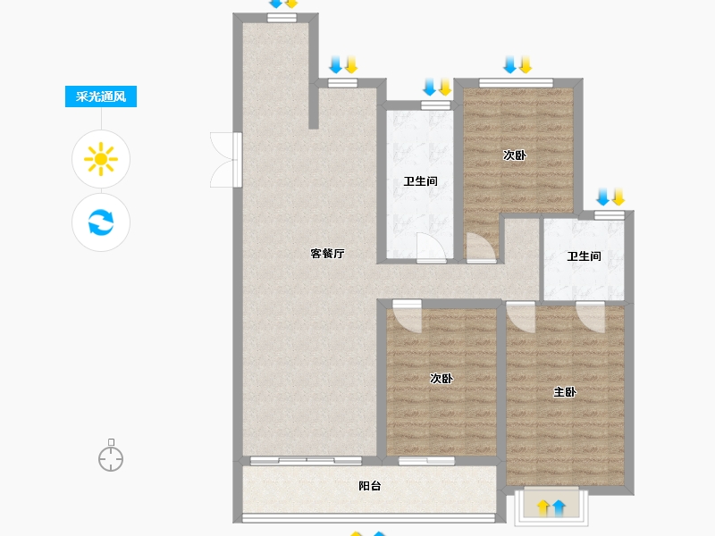 江苏省-扬州市-扬州金奥中心-80.00-户型库-采光通风