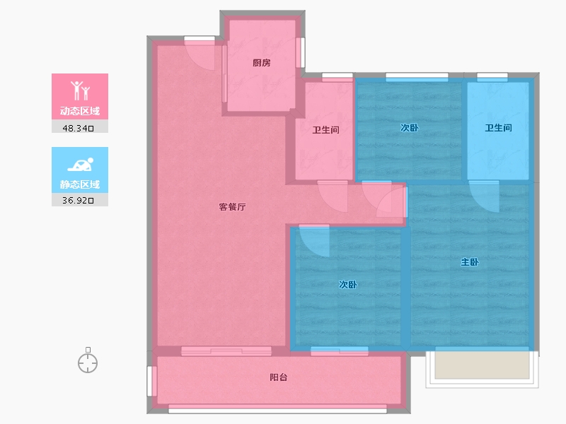 浙江省-杭州市-望金沙-87.30-户型库-动静分区