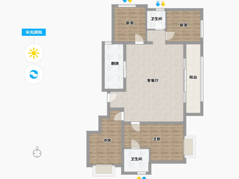 四川省-成都市-天府万科城誉园-97.60-户型库-采光通风