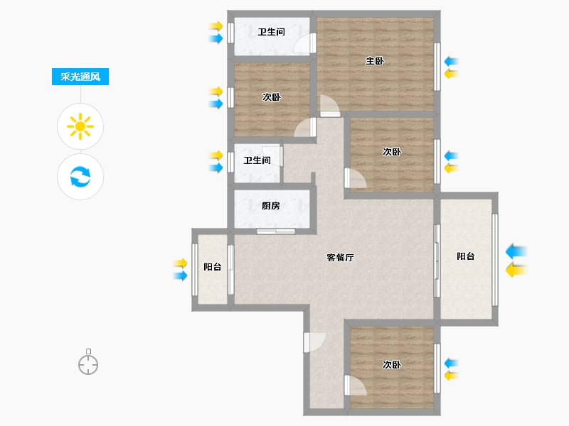 湖北省-荆门市-碧桂园翡翠公馆-112.00-户型库-采光通风