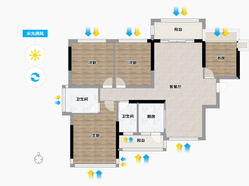 广东省-江门市-御锦世家花园-98.40-户型库-采光通风