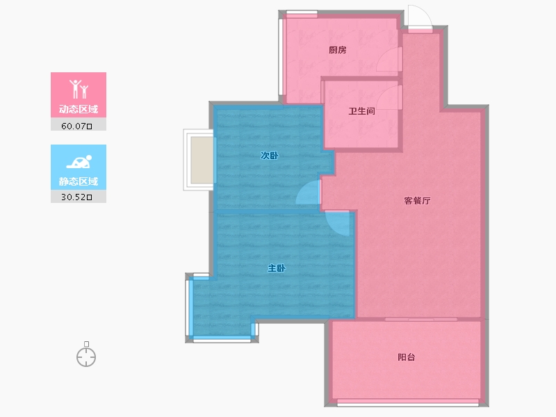 湖北省-武汉市-南湖雅园-74.38-户型库-动静分区