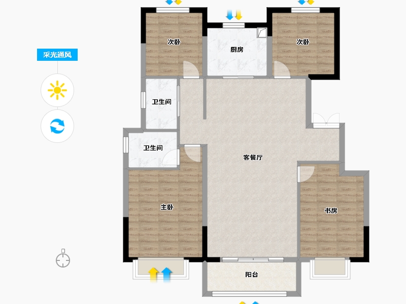 河南省-安阳市-嘉洲雅舍-117.77-户型库-采光通风