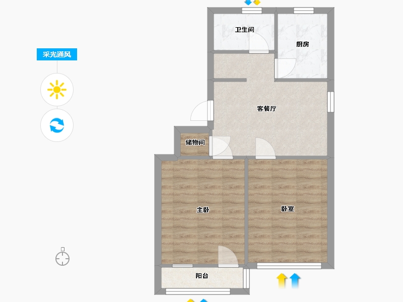 江苏省-苏州市-油车弄11号院-70.78-户型库-采光通风