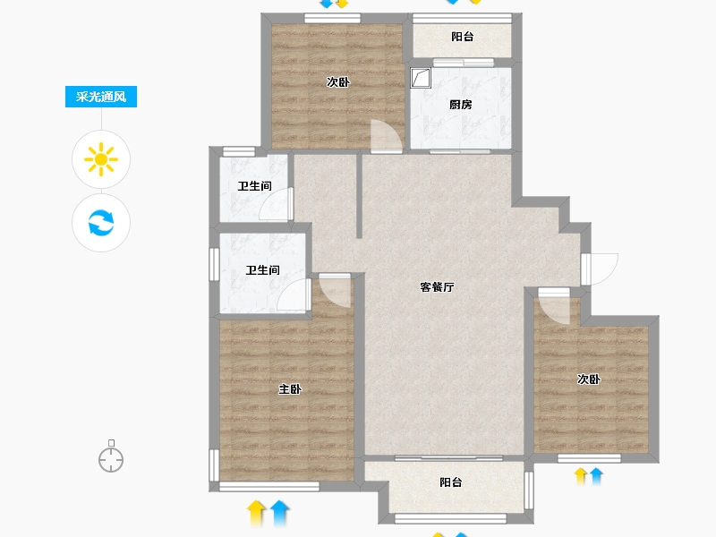 河北省-承德市-山澜园-104.70-户型库-采光通风