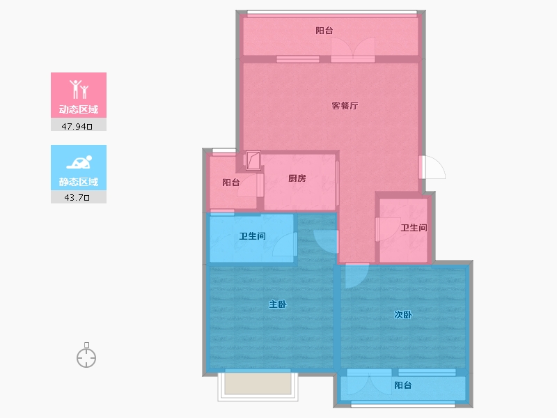 山东省-威海市-蓝湾公馆-64.39-户型库-动静分区