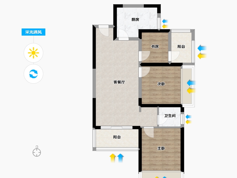 河南省-郑州市-万华城珑府-69.26-户型库-采光通风