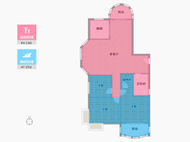 河南省-郑州市-明天花园-96.00-户型库-动静分区