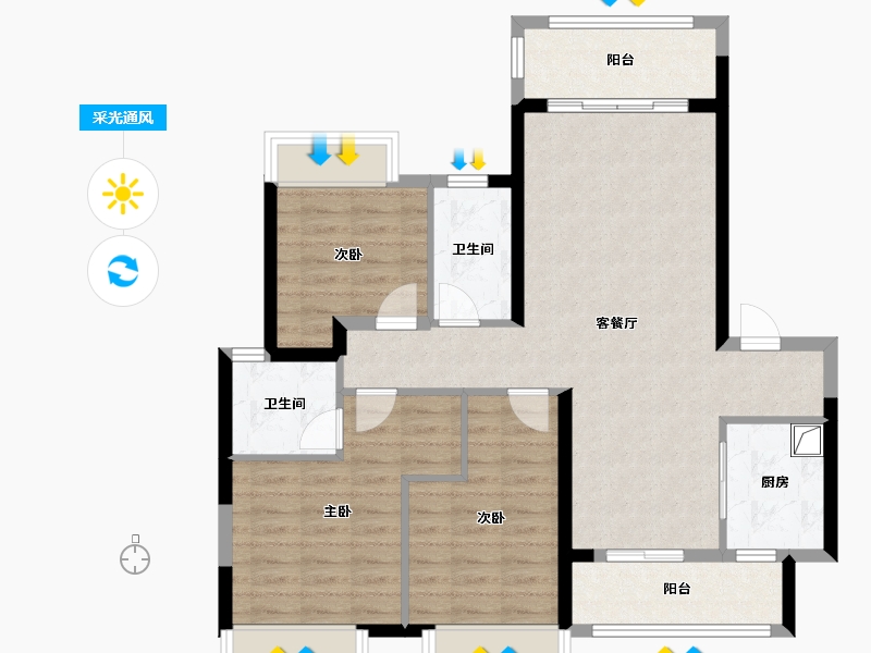 湖南省-湘潭市-美的莲城首府-98.00-户型库-采光通风