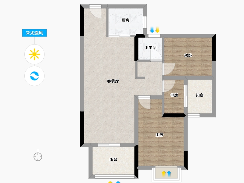 湖北省-襄阳市-和信汉阳学府-74.08-户型库-采光通风