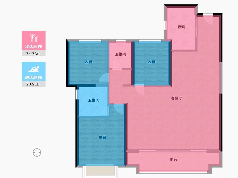 陕西省-西安市-雁南朗境-102.40-户型库-动静分区